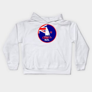 laser class sailboat on flag New Zealand Kids Hoodie